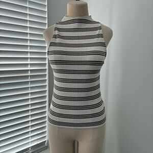 Anthropologie Maeve Brown Stripe Ribbed Knit Tank Top